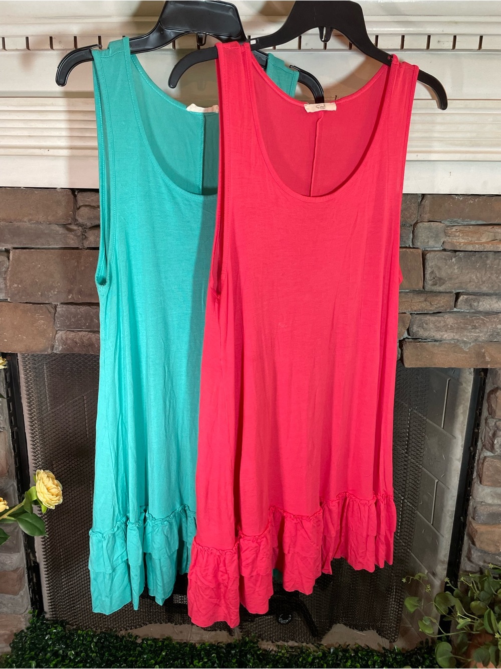 easel Sleeveless Dress/Beach Cover-up in Coral and Teal